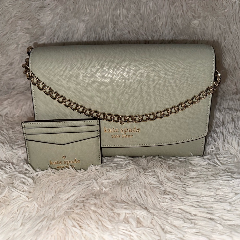 Kate Spade Green Shoulder Bag With card holder